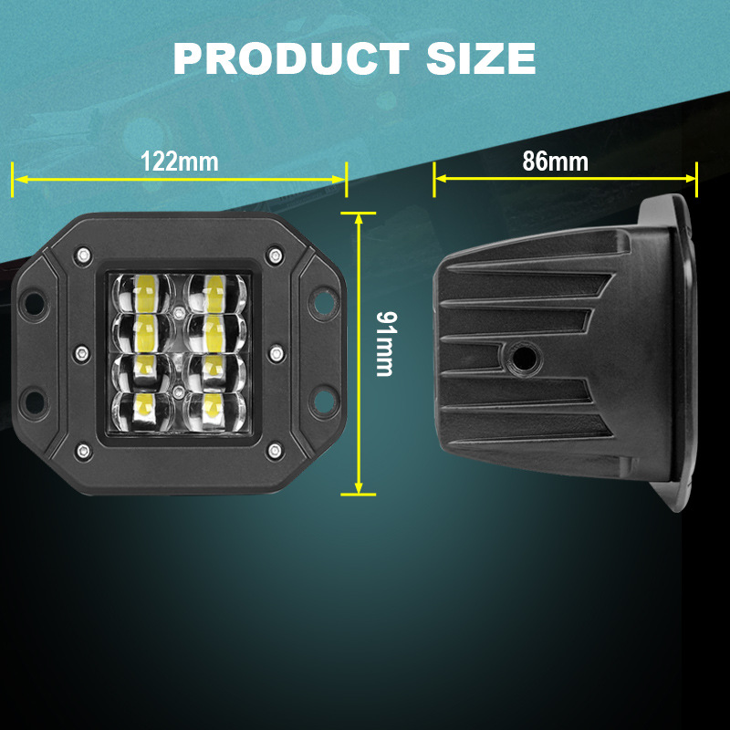 2pc 5 inch 24W6D lens LED small square light For Car Flush Mount LED Work Light Bar  Truck Offroad Boat Atv Spot Beam LED Pods Driving Fog Light
