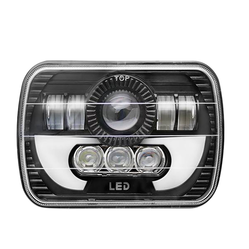 1pc 7 Inch Square Daytime Running Light Car Motorcycle Front Headlight DRL High Low Beam Flood Spotlights LED Work Light