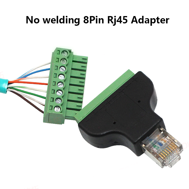1pair rj45 to screw terminal Block 8p connector ethernet rj45 Male Female to 8 pin screw terminal network adapter cable for CCTV DVR