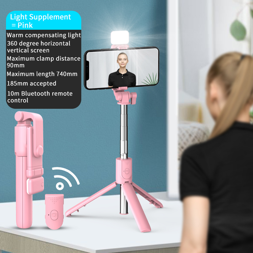 Wireless Bluetooth-compatible Selfie Stick with Led Ring Light Foldable Tripod Monopod For iPhone For Android Live Tripod