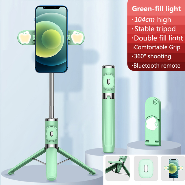 Bluetooth Handheld Smartphone Stabilizer Mobile Phone Selfie Stick with Fill Light Holder Tripod For iPhone Huawei Xiaomi