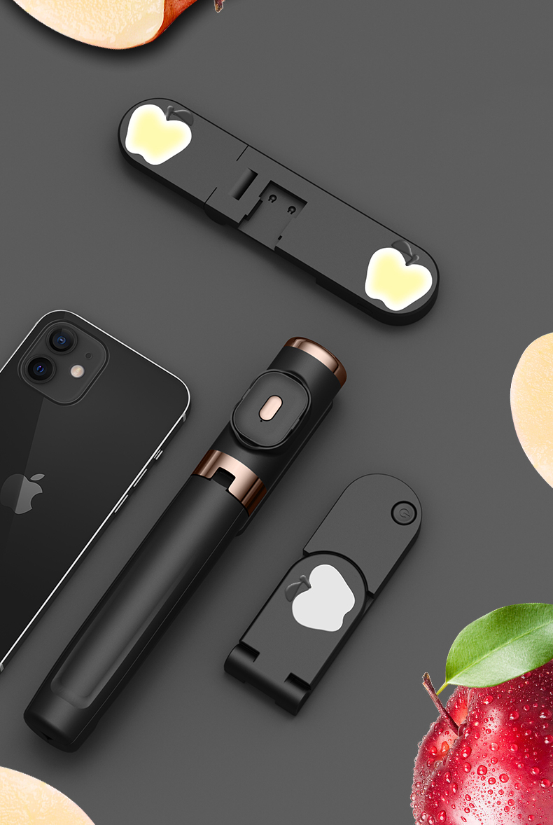 Bluetooth Handheld Smartphone Stabilizer Mobile Phone Selfie Stick with Fill Light Holder Tripod For iPhone Huawei Xiaomi