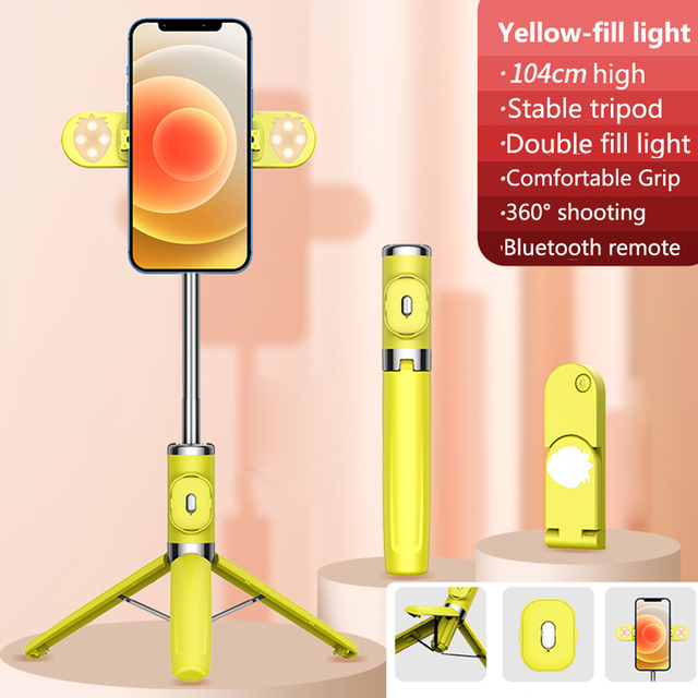 Bluetooth Handheld Smartphone Stabilizer Mobile Phone Selfie Stick with Fill Light Holder Tripod For iPhone Huawei Xiaomi