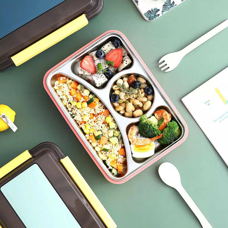 304 Stainless Steel Insulated Lunch Box Heated Portable Student Lunch Box Office Worker Lunch Box With Cutlery Sealed Lunch Box