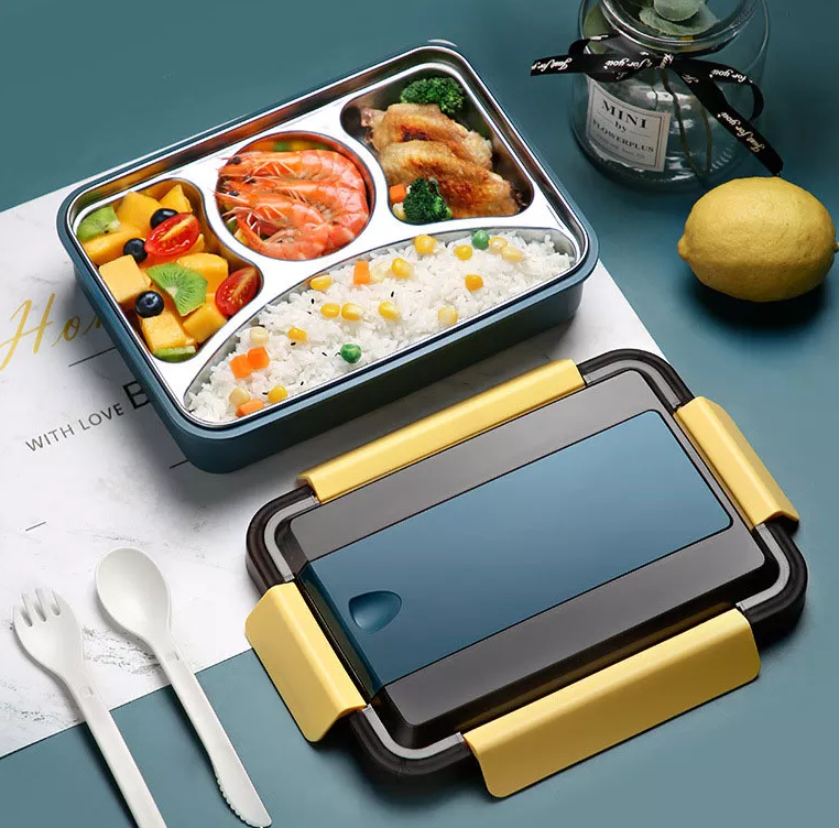 304 Stainless Steel Insulated Lunch Box Heated Portable Student Lunch Box Office Worker Lunch Box With Cutlery Sealed Lunch Box