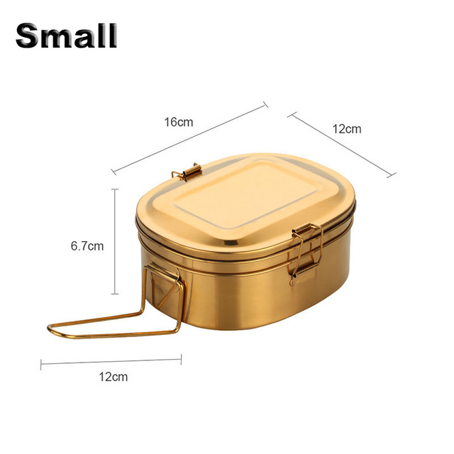 Kitchen & Dining room appliances 304 Stainless Steel Bento Double Layer Picnic Fruits Snacks Food Strong Container Metal Lunch Box