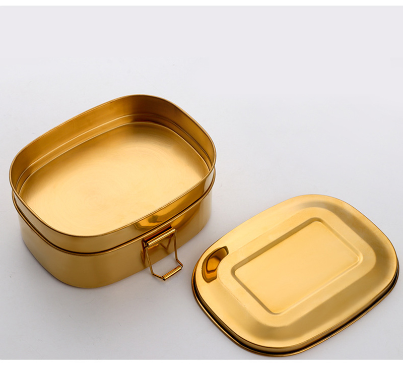 Kitchen & Dining room appliances 304 Stainless Steel Bento Double Layer Picnic Fruits Snacks Food Strong Container Metal Lunch Box