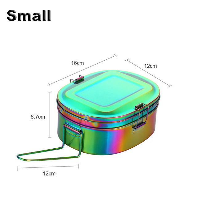Kitchen & Dining room appliances 304 Stainless Steel Bento Double Layer Picnic Fruits Snacks Food Strong Container Metal Lunch Box