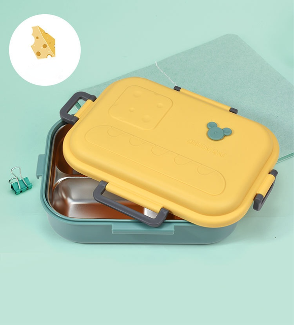 3 Grids Bento Box Stainless Steel Kids Insulated Lunch Box Large-capacity BPA-free Sealed Student Portable Food Container Kitchen Dining room appliances