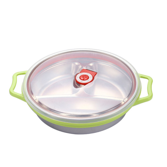 304 Stainless Steel Dinner Plate Lunch Box Canteen Student Work Rice Plate With Lid Children's Plate Bowl Tableware Bento Box