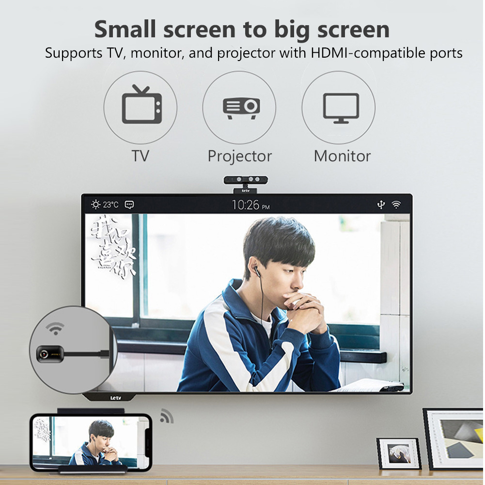 G9 Plus 2.4G/5G 4K Wireless HDMI-compatible H.265 Wifi Display Dongle Mirror Airplay DLNA Receiver for Projector HDTV