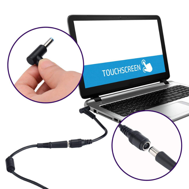 7.4mm x 5.0mm Female to 4.5mm x3.0mm Male Charger Adapter Power Connector Converter Cable DC Jack for HP Envy Pavilion G1 G2 G3
