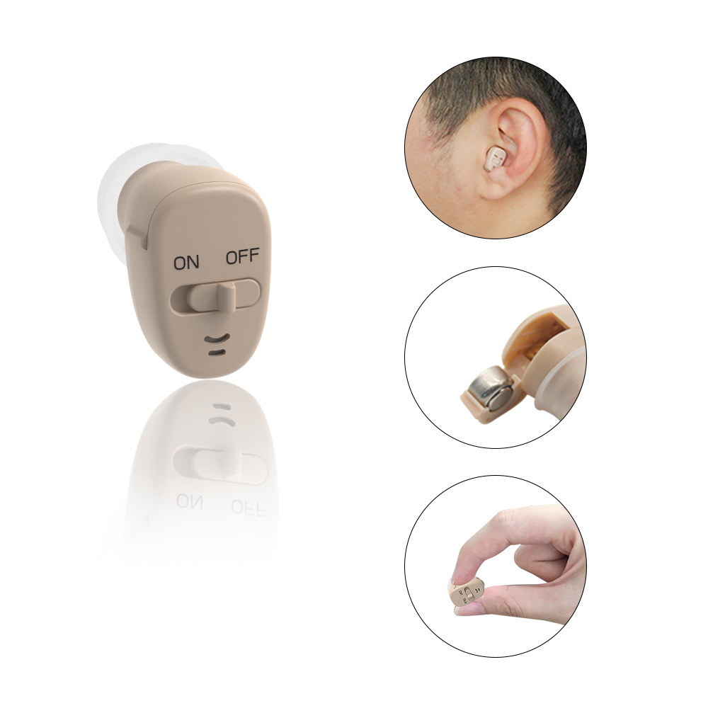 In Ear Hearing Aid Invisible Wide-Frequency No-Noise Super Mini Deaf Hearing Aids For Adults Elderly Children Color of skin