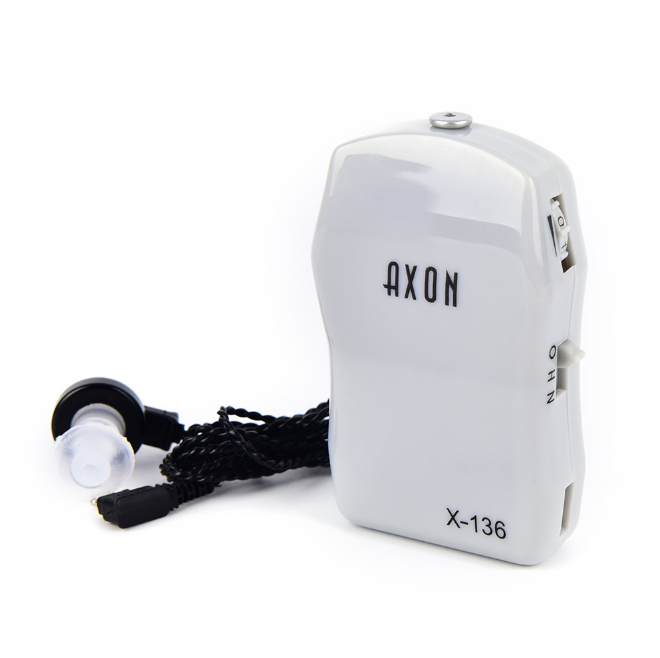 Newly AXON X-136 Pocket Wired Box Mini Hearing Aid Best Sound Amplifier Receiver Ear Care Tool