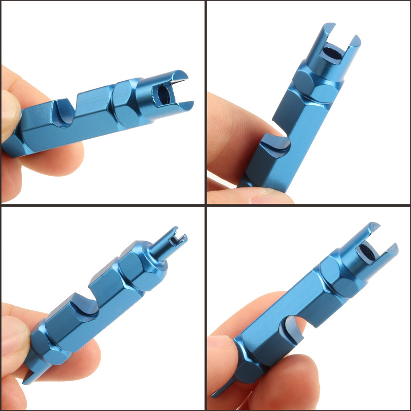 Bicycle Multifunctional Valve Repair Tool Road Bike Aluminum Alloy Schrader/Presta AV/FV Nozzles Tube Core Wrench Removal Tool