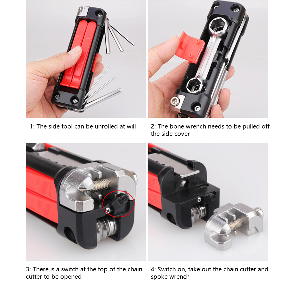 14 In 1 Bike Repair Tool Multifunctional Foldable Portable Bicycle Repair Multitool For Road Mountain Bikes Cycling Accessories