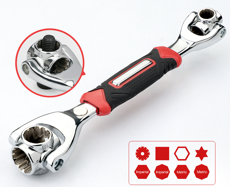 360 Degree Multipurpose Tiger Wrench 8 in 1 Tools Socket Works Universal Ratchet Spline Bolts Sleeve Rotation Hand Tools