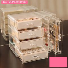 Hot Sales Jewelry Box Fashion Portable Velvet Ring Earrings Display Organizer Tray Holder Earring Jewelry Storage Case Showcase Beige one size