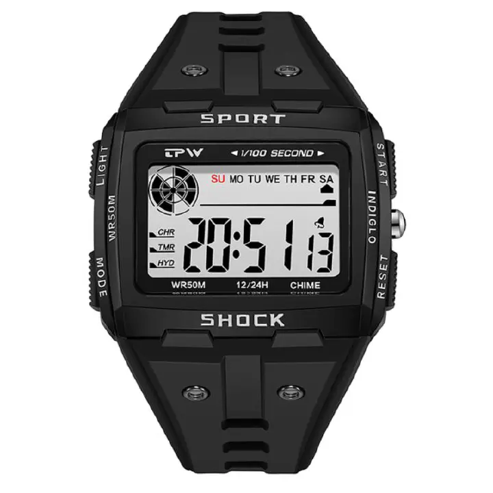 Big Numbers Easy to Read 50 Meter Water Resistant Men Digital Watch Outdoor Sport