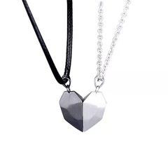 Korean Fashion Magnetic Couple Necklace For Lovers Gothic Punk Heart Pendant Necklace For Men Women Necklaces Party Gift Jewelry Black and white as picture