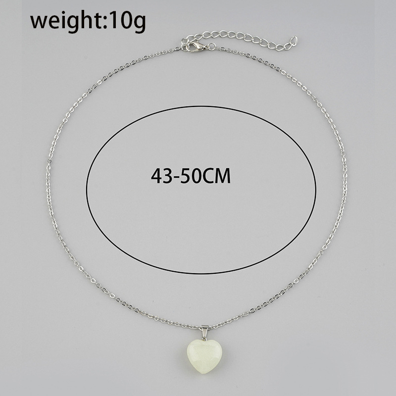 New Simple Luminous Beads Necklace Glowing Night Round Star Heart Pendant Glow In The Dark Necklace for  Women Hallowen Gifts