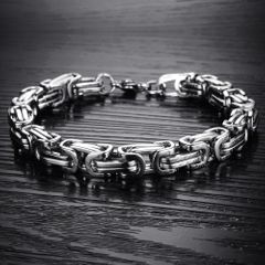 2023 fashion bracelet silver titanium steel imperial chain domineering men's keel chain loop chain personality bracelet Silver