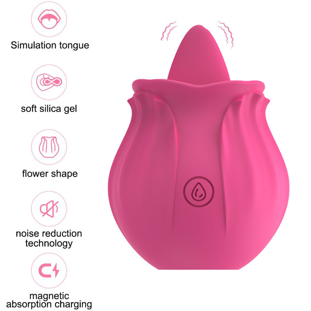 Rose Shape Dildo Toys For Women Vibarater Tongue Vibrant Licker Vagina Stimulator 10 Modes Oral Clitorals Stimulator Adullt Personal Care Sex Products