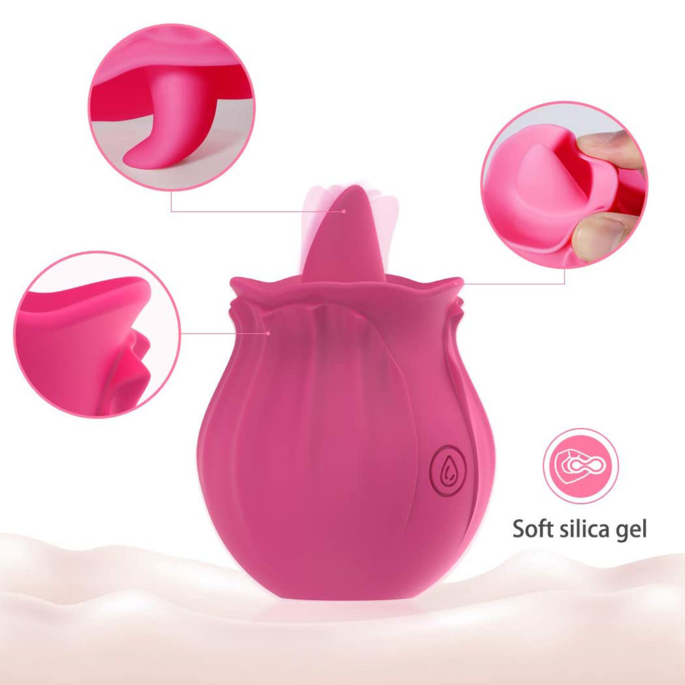 Rose Shape Dildo Toys For Women Vibarater Tongue Vibrant Licker Vagina Stimulator 10 Modes Oral Clitorals Stimulator Adullt Personal Care Sex Products