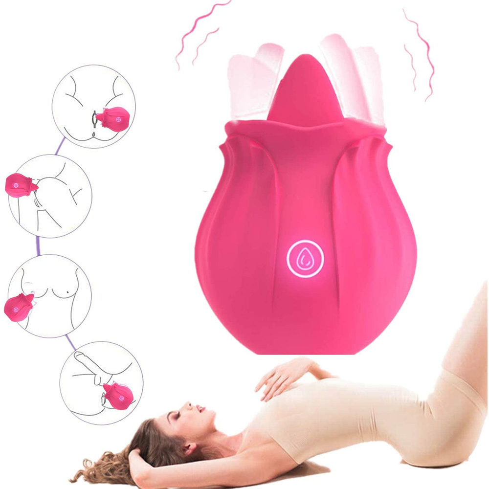 Rose Shape Dildo Toys For Women Vibarater Tongue Vibrant Licker Vagina Stimulator 10 Modes Oral Clitorals Stimulator Adullt Personal Care Sex Products