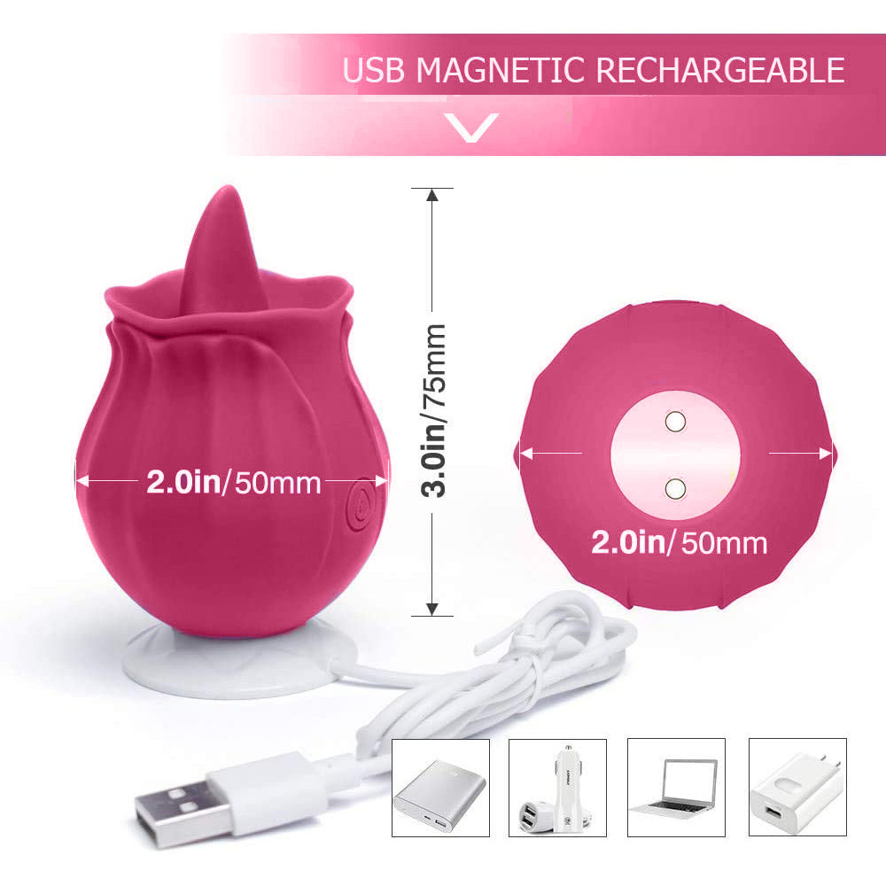 Rose Shape Dildo Toys For Women Vibarater Tongue Vibrant Licker Vagina Stimulator 10 Modes Oral Clitorals Stimulator Adullt Personal Care Sex Products