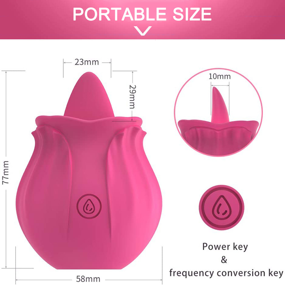 Rose Shape Dildo Toys For Women Vibarater Tongue Vibrant Licker Vagina Stimulator 10 Modes Oral Clitorals Stimulator Adullt Personal Care Sex Products