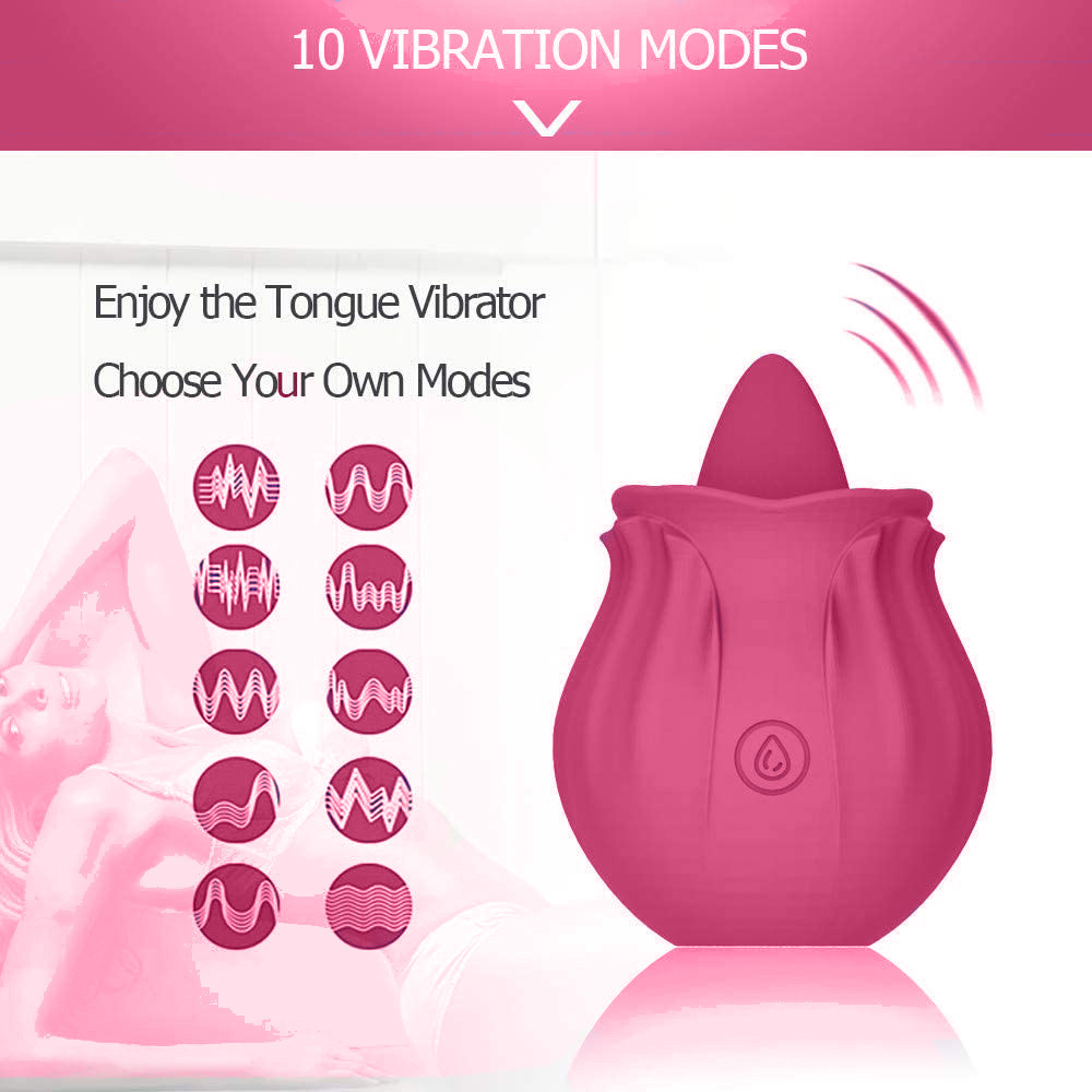 Rose Shape Dildo Toys For Women Vibarater Tongue Vibrant Licker Vagina Stimulator 10 Modes Oral Clitorals Stimulator Adullt Personal Care Sex Products