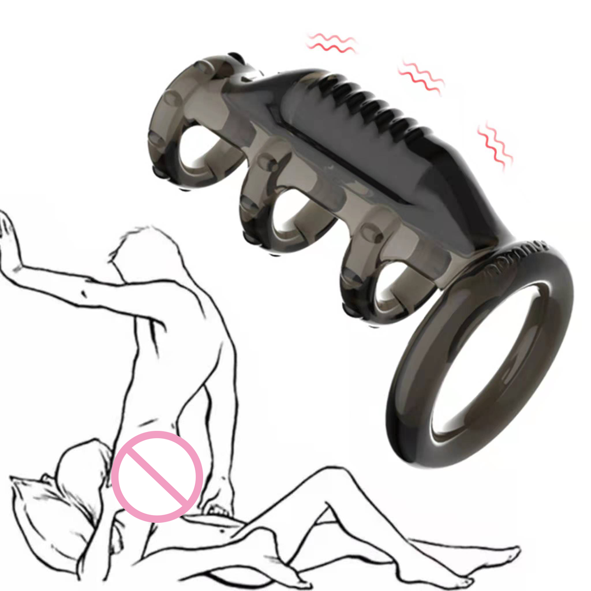 Male Vibrating Penis Ring For Ejaculation Retarding G Spot Vagina Stimulation Penis Caps Vibrator Sex Toy Vibrating  Sadomaso Personal Care Sex Products