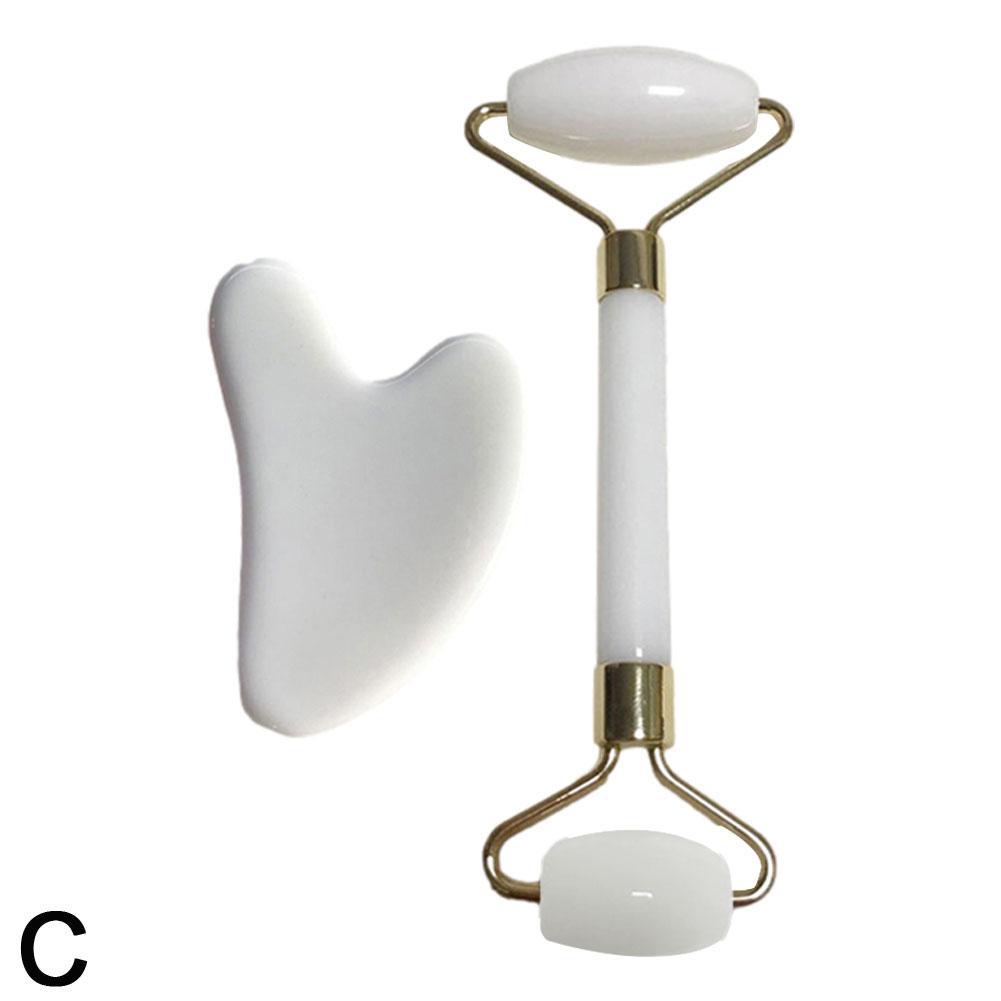 2PCS/Set Kamien Gua Sha For Face Massage Rose Resin Face Massage Roller Gua Sha Scraper Board Face  Skin Care