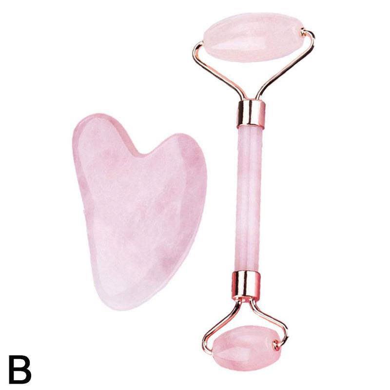 2PCS/Set Kamien Gua Sha For Face Massage Rose Resin Face Massage Roller Gua Sha Scraper Board Face  Skin Care