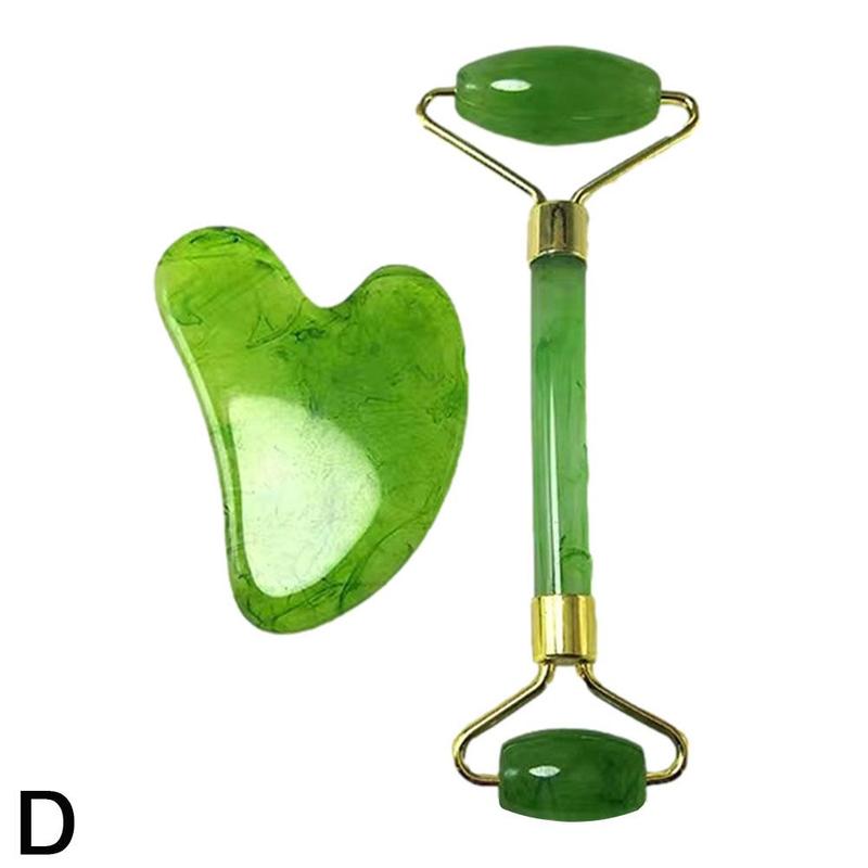 2PCS/Set Kamien Gua Sha For Face Massage Rose Resin Face Massage Roller Gua Sha Scraper Board Face  Skin Care