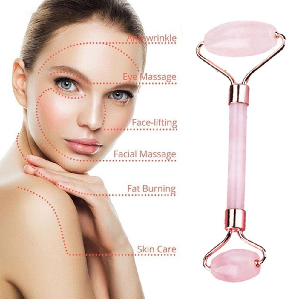 2PCS/Set Kamien Gua Sha For Face Massage Rose Resin Face Massage Roller Gua Sha Scraper Board Face  Skin Care