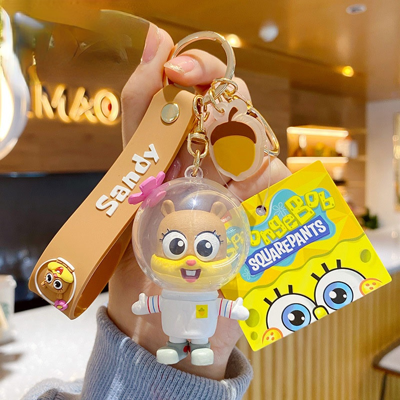 Anime Pokemon Spongebob Cute Pop Star Keychain Lovely Couple Car Key Chain Bag Pendant Keyring Accessories Gift Girl