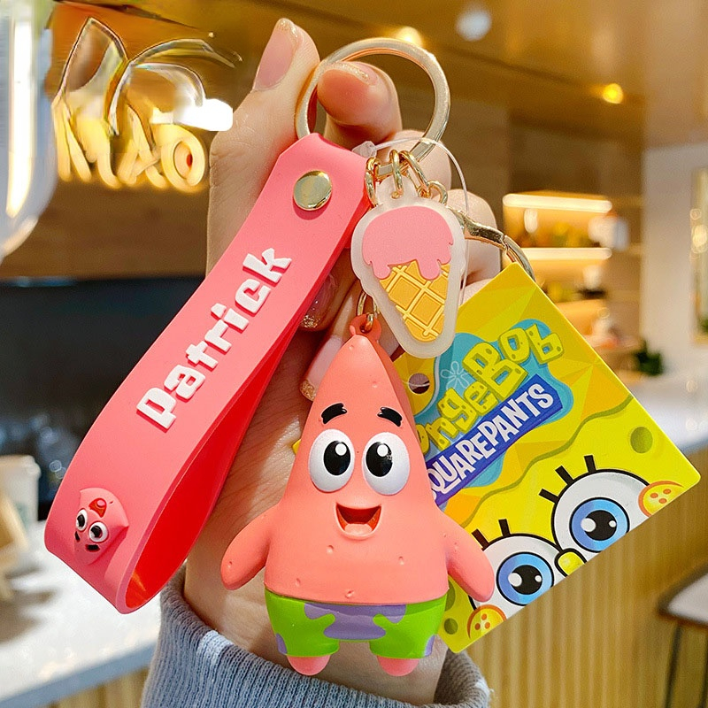 Anime Pokemon Spongebob Cute Pop Star Keychain Lovely Couple Car Key Chain Bag Pendant Keyring Accessories Gift Girl