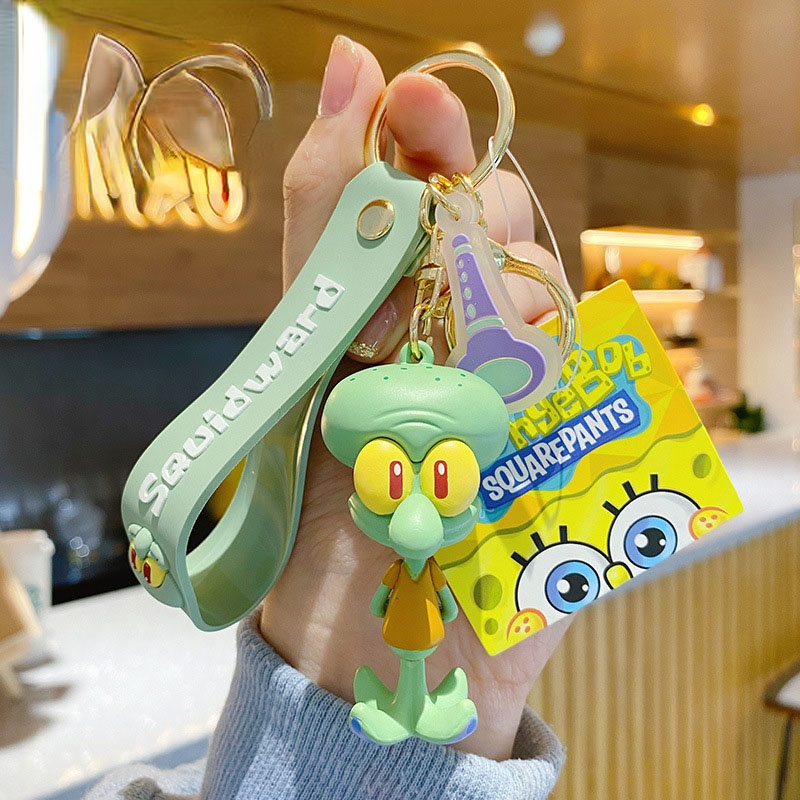 Anime Pokemon Spongebob Cute Pop Star Keychain Lovely Couple Car Key Chain Bag Pendant Keyring Accessories Gift Girl