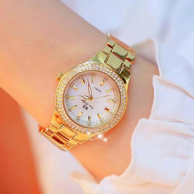 Women Watches Diamond Gold color Watch Ladies Wrist Watches Casual Luxury Brand Rhinestone Women's Bracelet Watches Female gift
