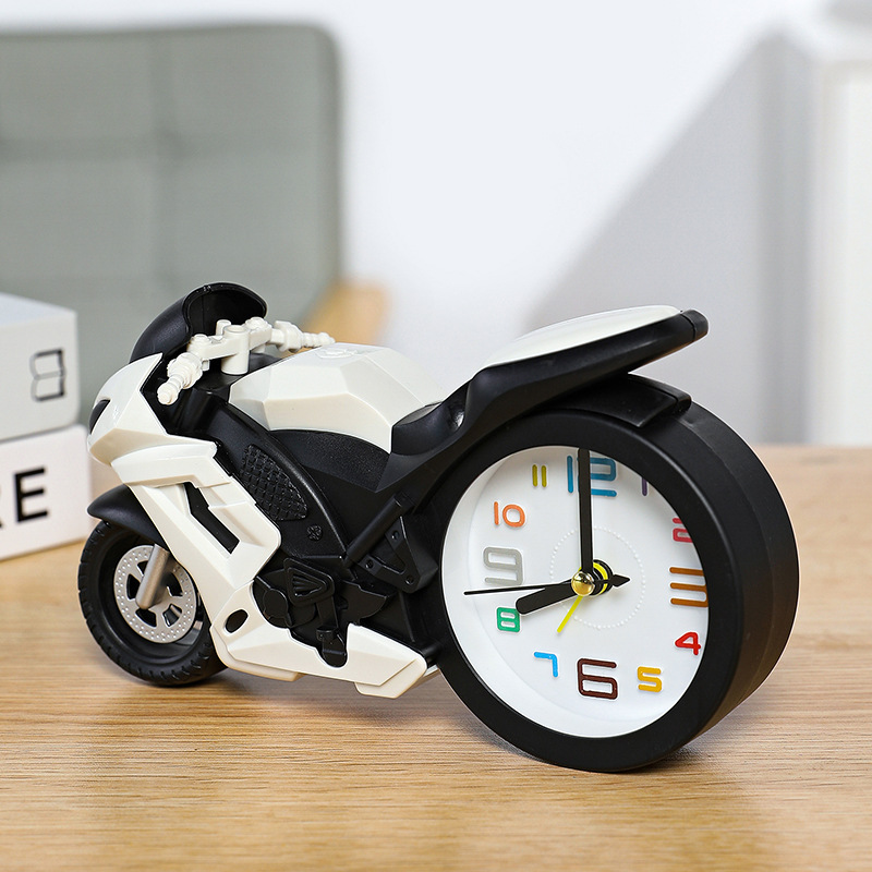 Motorcycle Alarm Clock Portable Battery Power Desktop Alarm Clock Watch For Children Friends Gift Table Decoration