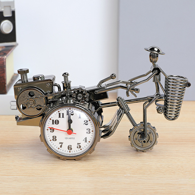 Motorcycle Alarm Clock Portable Battery Power Desktop Alarm Clock Watch For Children Friends Gift Table Decoration
