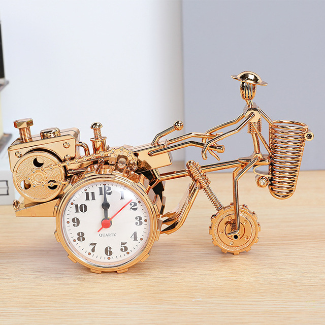 Motorcycle Alarm Clock Portable Battery Power Desktop Alarm Clock Watch For Children Friends Gift Table Decoration