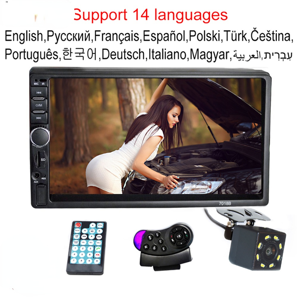 Car Radio MP5 2 Din Bluetooth HD 7" Touch Screen Stereo 12V FM ISO Power Aux Input SD USB With / Without Camera