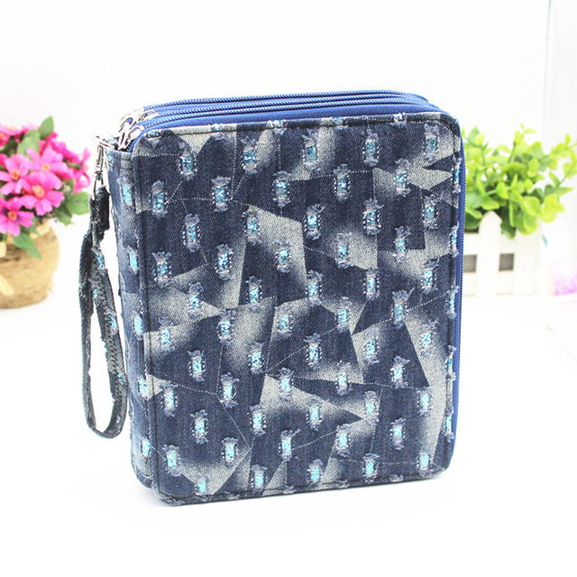 1pc Floral Pattern Large Capacity Pencil Storage Bag 120 Holes 3 Layer Square Pencil Case Kawaii Stationery Storage Box