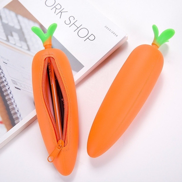 1 Pc Novelty Silicone Stationery Carrot Pencil Pen Case Students Prize Gift School Supplies