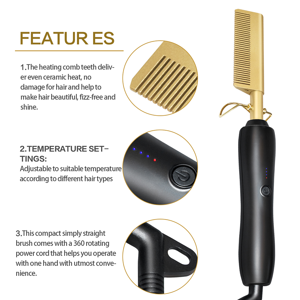 Multifunction Hair Straightener Hot Heating Comb Flat Irons 2 in 1 Hair Straight Styler Corrugation Curling Iron Electric Comb