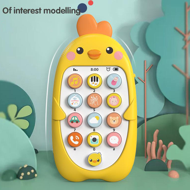 Cartoon Chick Baby Phone Toy Telephone Music Sound Machine for for Kids Infant Early Educational Mobile Phone Toys Gift
