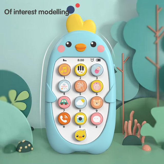 Cartoon Chick Baby Phone Toy Telephone Music Sound Machine for for Kids Infant Early Educational Mobile Phone Toys Gift